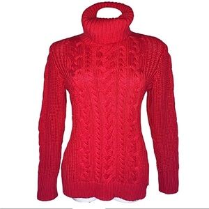 GAP Red Cable Knit Turtleneck Sweater